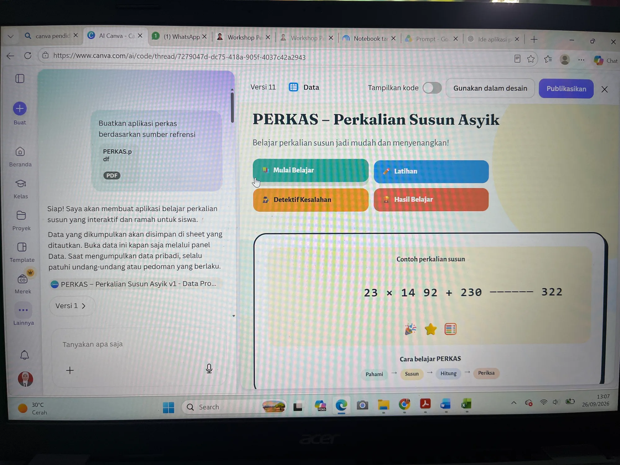 Pratinjau PERKAS (Perkalian Susun Asik)